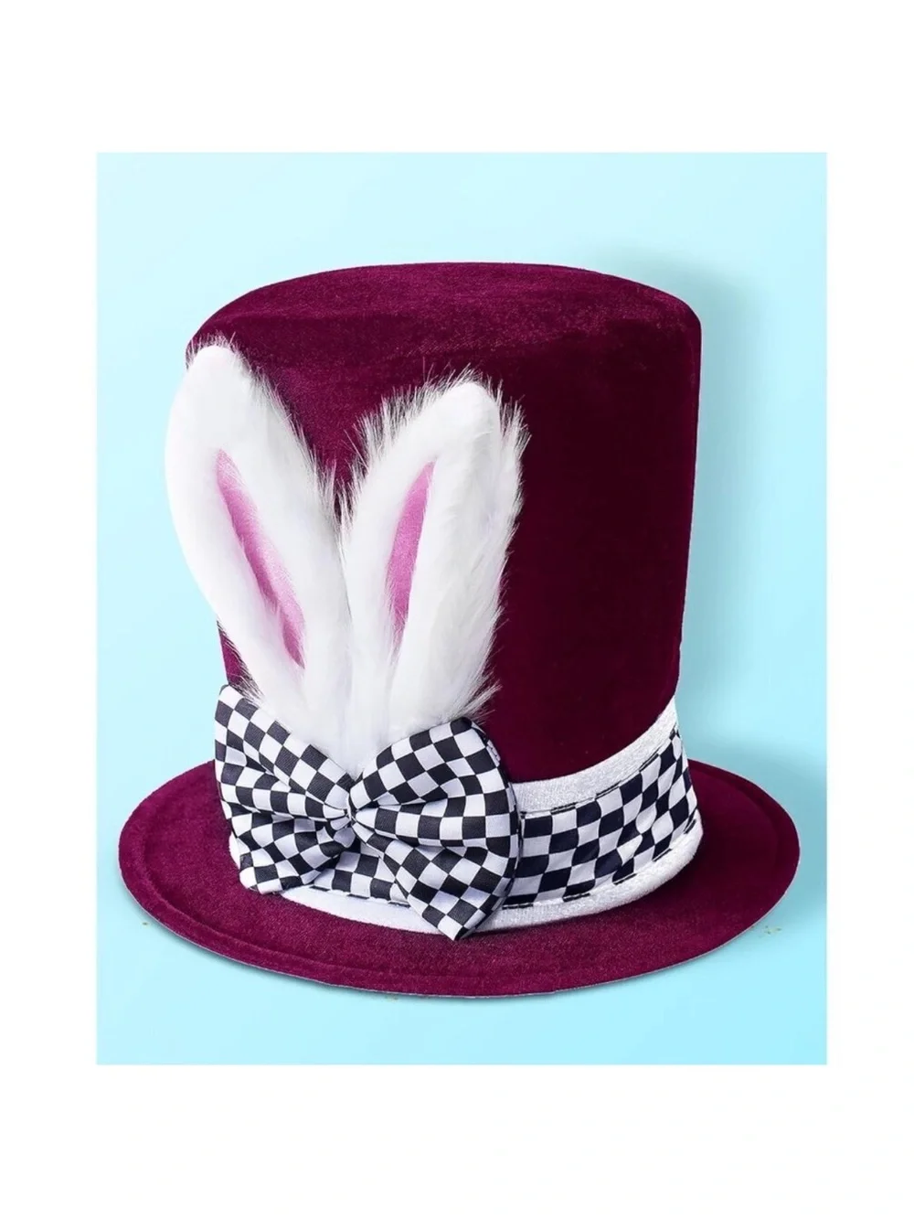 White Rabbit Costume Plush Bunny Ears Top Hat for Easter Halloween Cosplay